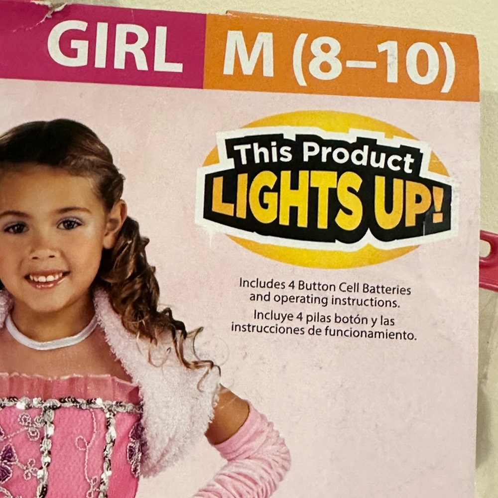 RUBIES Pretty Pink Set Princess Bella Princesa Rosada Lights Up Sz M 8-10 - Picture 11 of 13